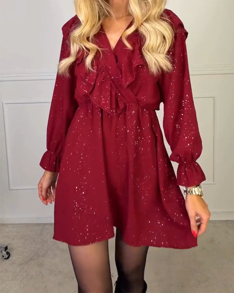 Stylish Solid Color V-Neck Dress