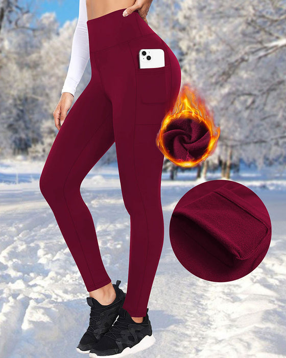 Women's High Waisted Fleece Lined Leggings with Pockets