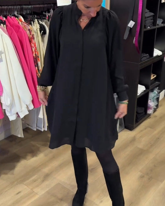 V-neck simple knee-length dress