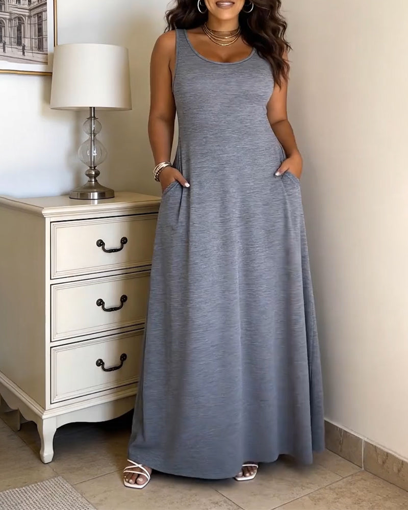 Sleeveless Long A-Line Dress