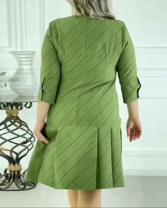 Round neck line printed elegant dress