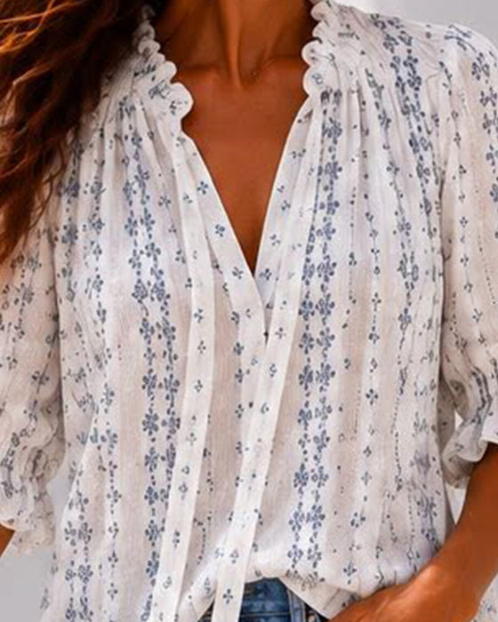 Small Floral Ruffle Blouse
