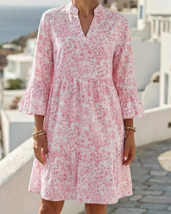 Floral V-Neck Cake Dress