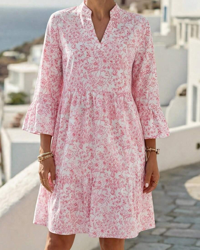 Floral V-Neck Cake Dress