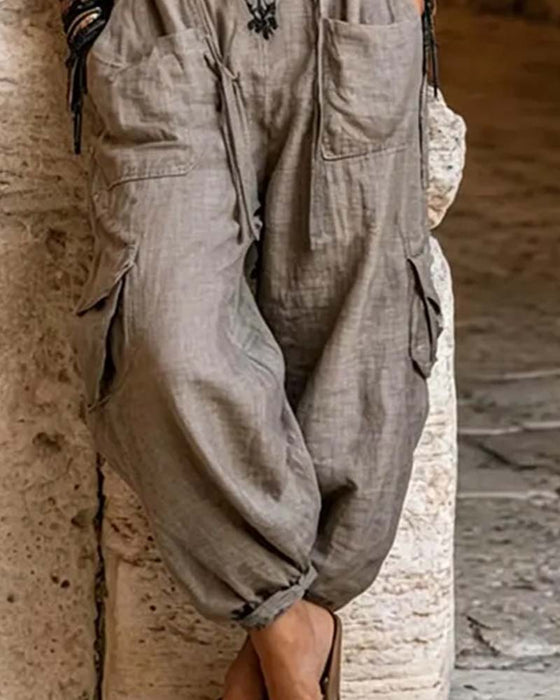 Casual Pocket Printed Jumpsuits