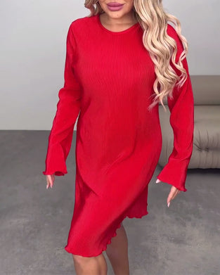 Casual Solid Color Knee-Length Dress