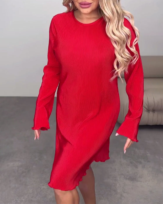 Casual Solid Color Knee-Length Dress