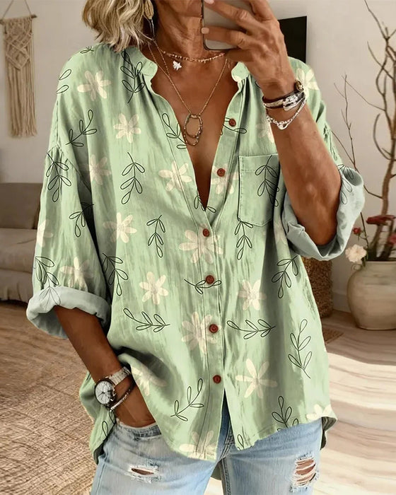 Collared Printed Loose-Fit Shirt