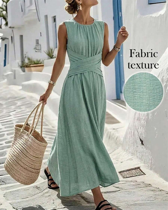 Crossover Waist Sleeveless Dress