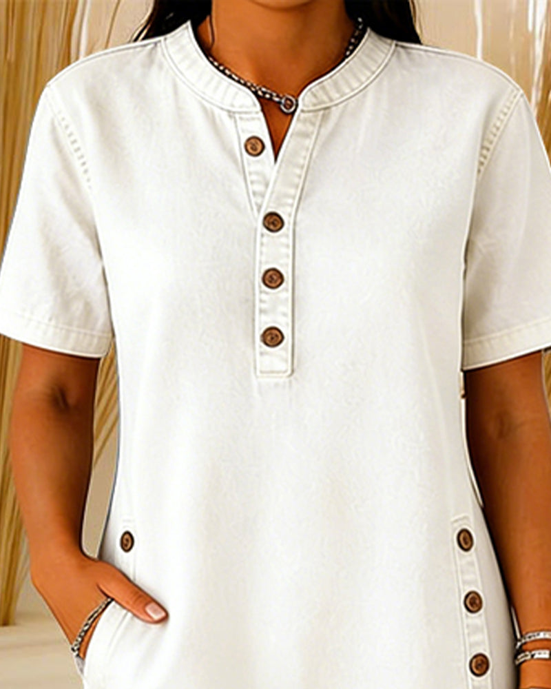 Button-Down Casual Denim Dress