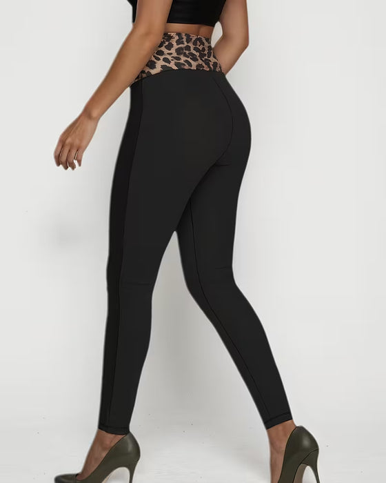 High-Waist Leopard Print Tight Skinny Pants
