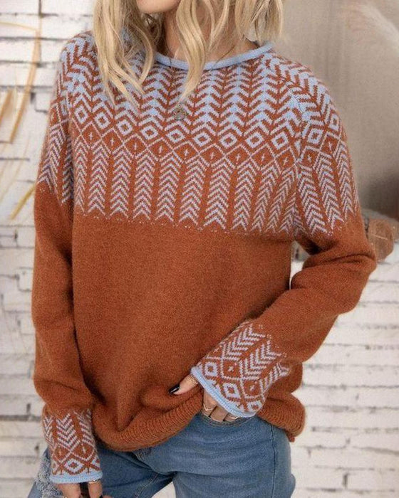 Elegant printed pullover sweater