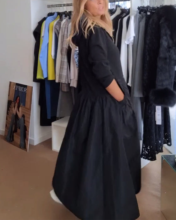 Casual Zipper Hooded Patchwork Pocket Dress