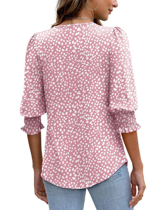Puff Sleeve Printed Blouse