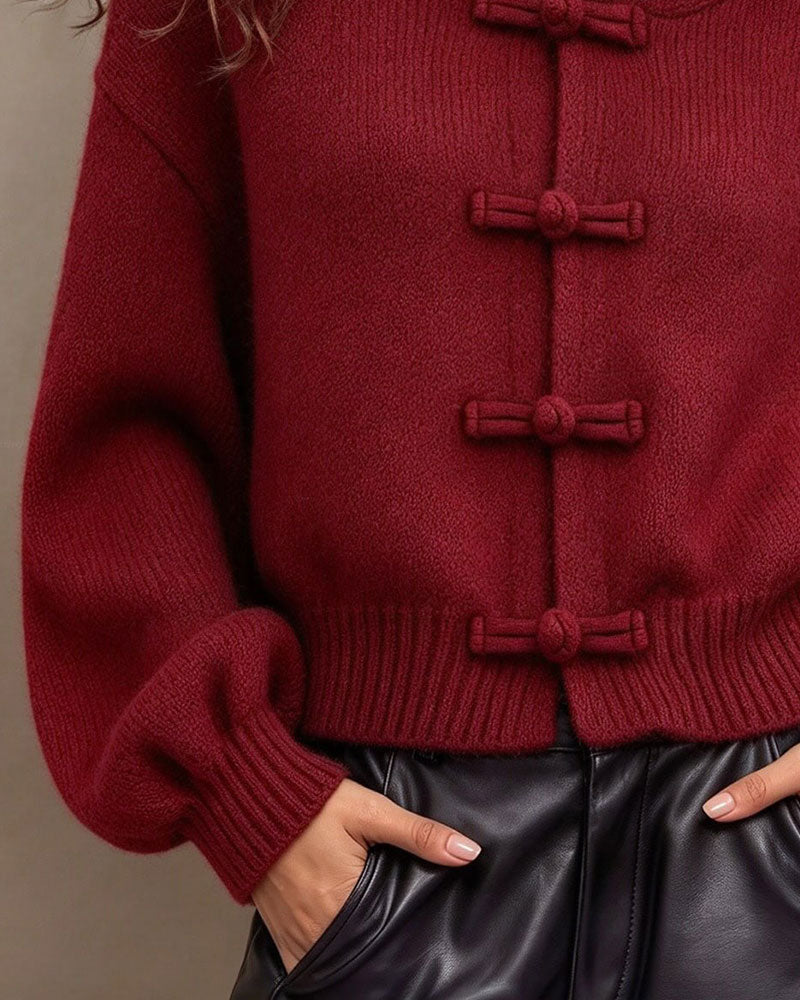 Solid Color Hooded Sweater Cardigan