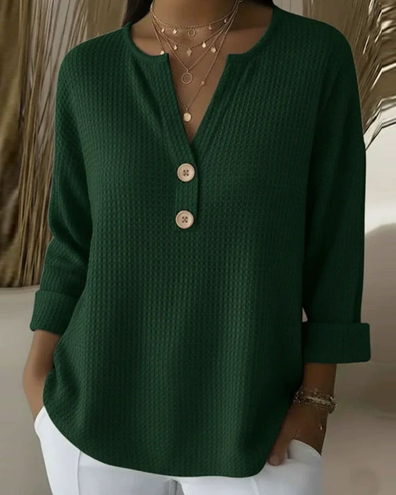V-Neck Waffle Women's Top