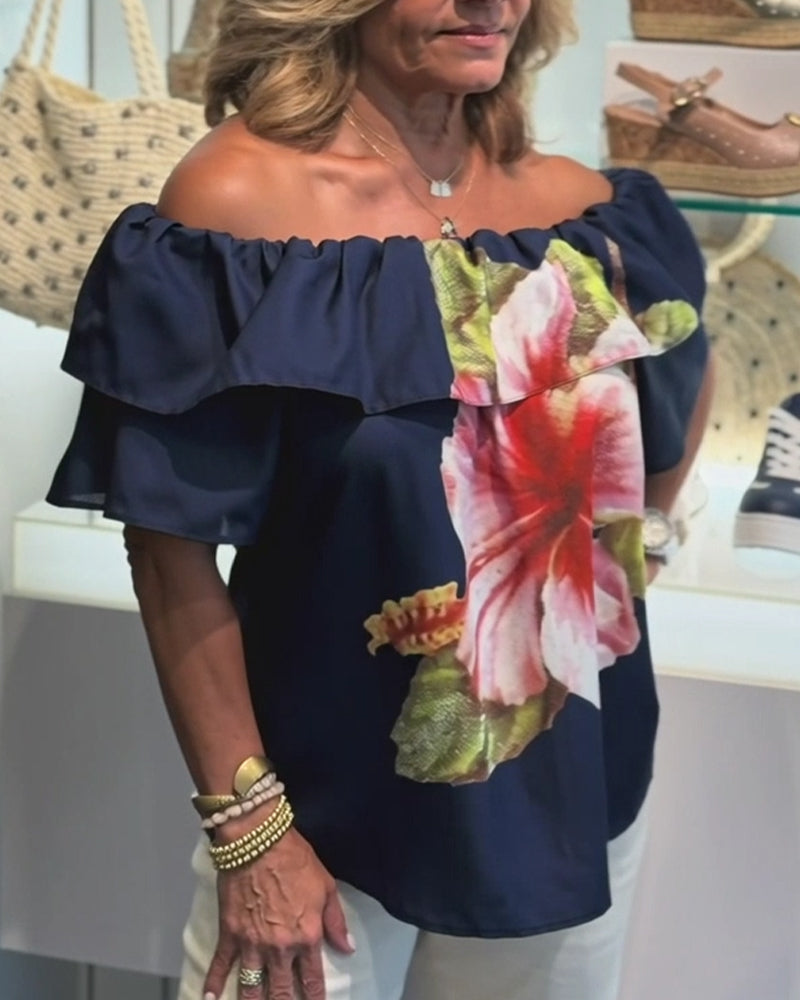 Floral Print Off Shoulder Blouse