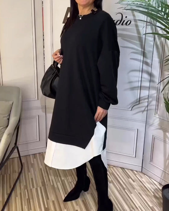 Round Neck Patchwork Dress