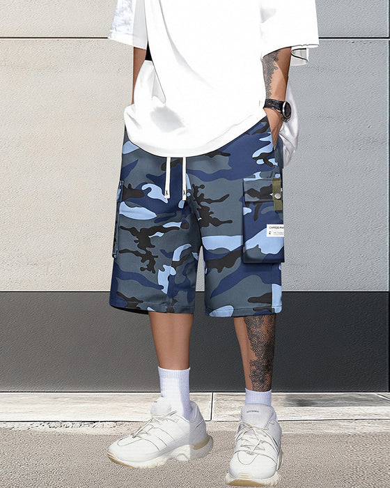 Men's Multi-Pocket Drawstring Cargo Shorts