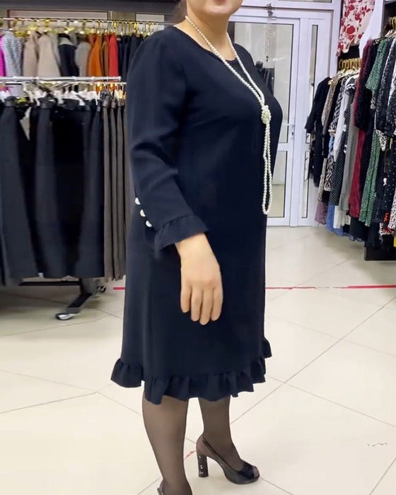 Patchwork ruffled solid color dress