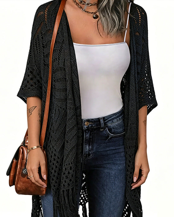 Cut-Out Fringe Detail Cardigan