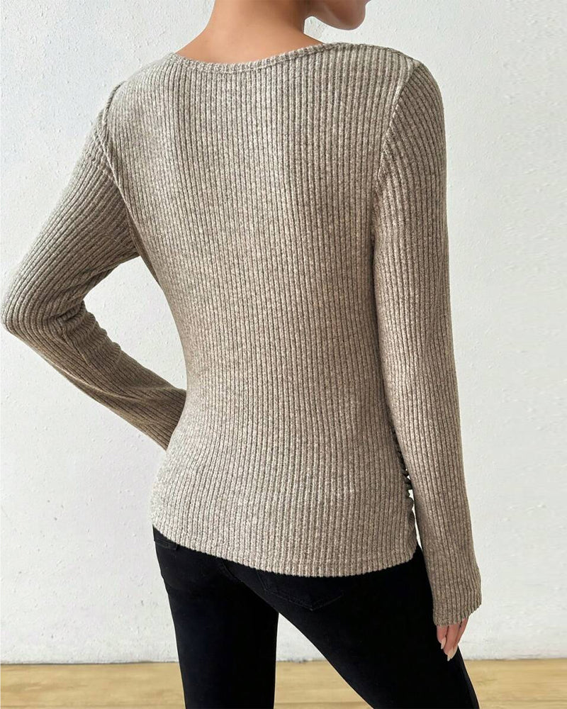 Swing Collar Slim Knit Top