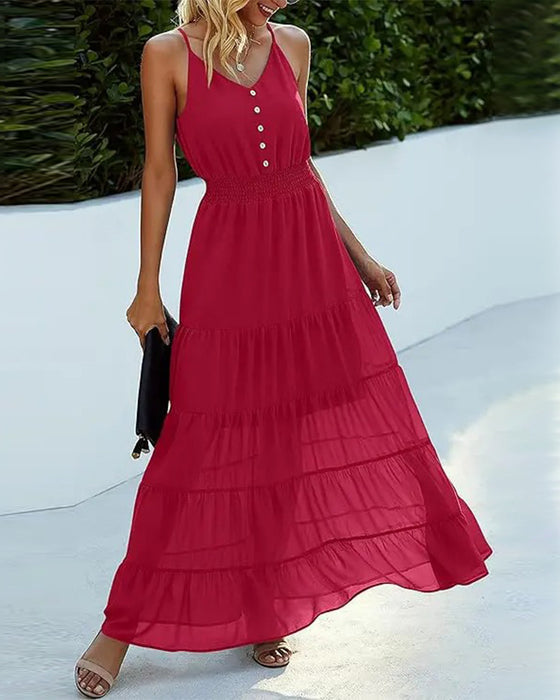 Tiered Cake Spaghetti Strap Maxi Dress
