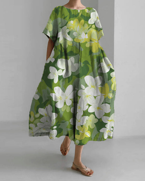 Loose short sleeve printed dress
