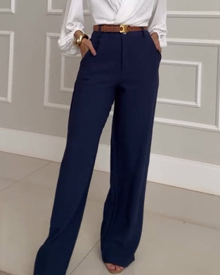 Casual solid color pocket pants