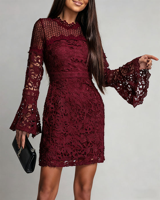 Bell Sleeve Lace Hip Dress