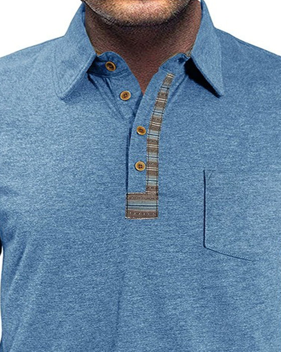 Men's Button Lapel Polo Blouse