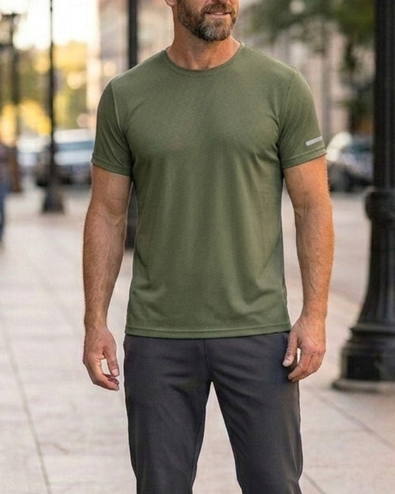 Men's Solid Color Short Sleeve Athletic T-Shirt