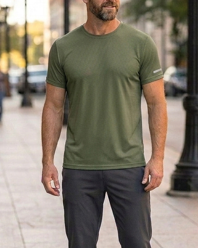 Men's Solid Color Short Sleeve Athletic T-Shirt