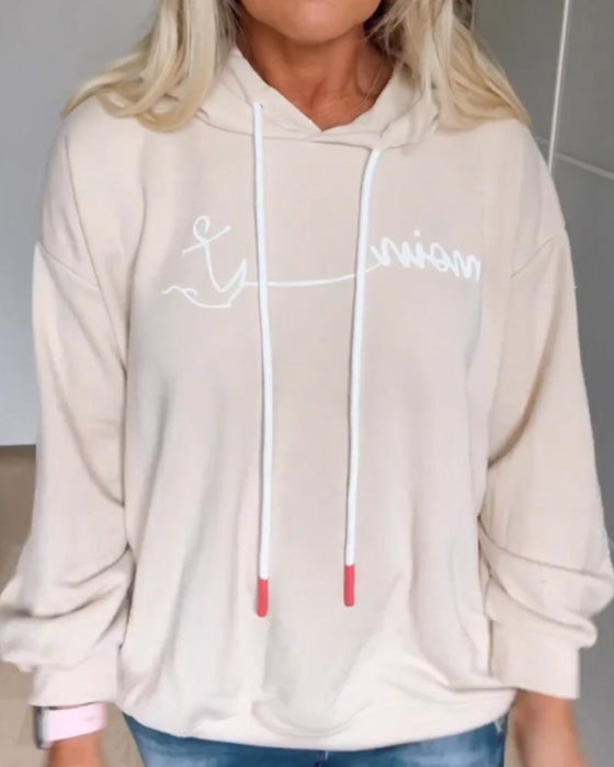 Loose anchor print hoodies