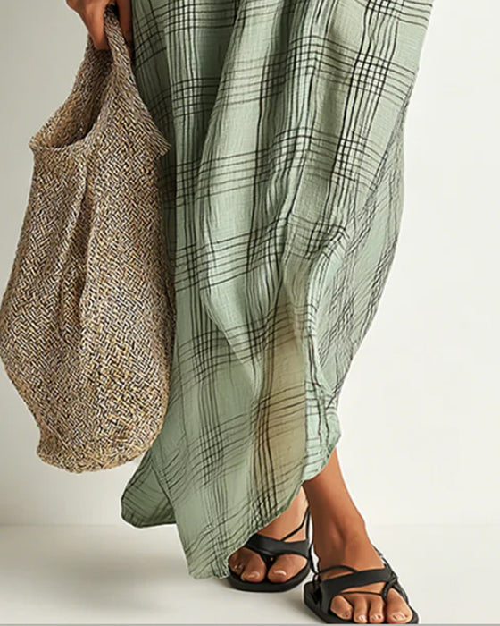 Lapel Plaid Casual Dress