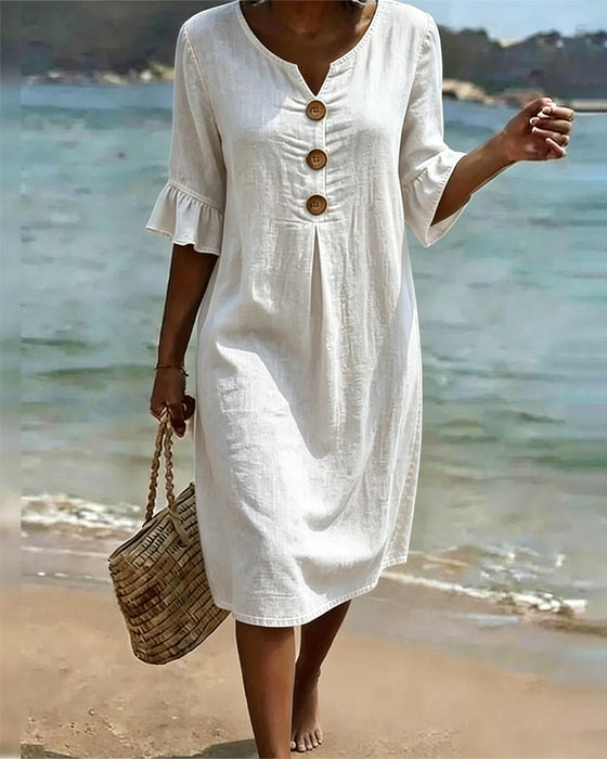 Lotus Leaf Sleeves Jeans Dress