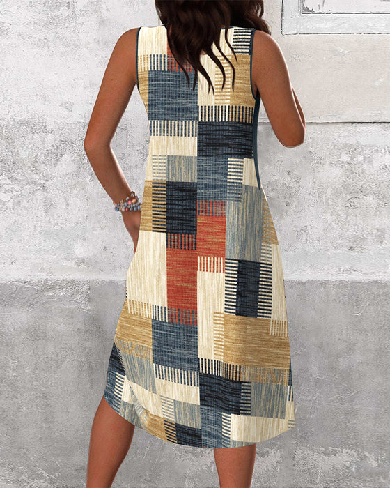 Sleeveless V-Neck Contrast Dress