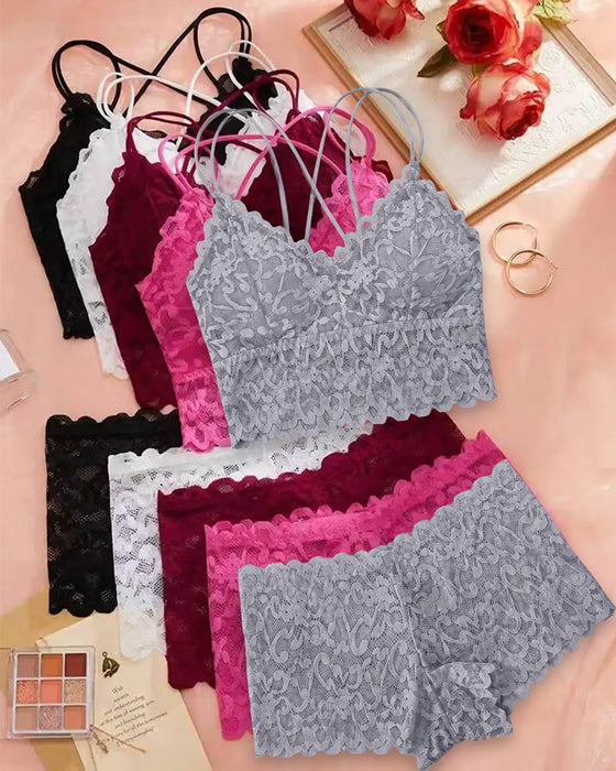Lace Cutout Back Lingerie Set