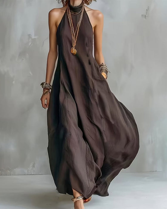 Halter Draped Premium Long Dress