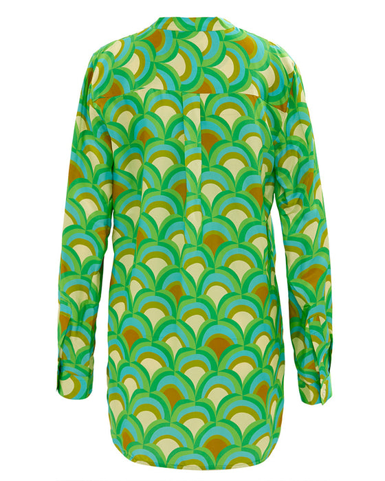 Geometric print long sleeve blouse