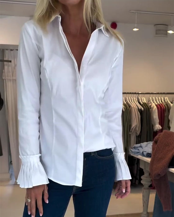 Flare Sleeve Casual Lapel Shirt