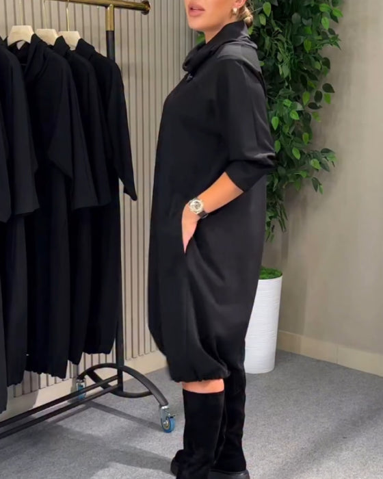 Stylish 3/4 Sleeve Cowl Neck Dress