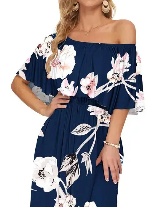 Elegant Ink Wash Floral Maxi Dress