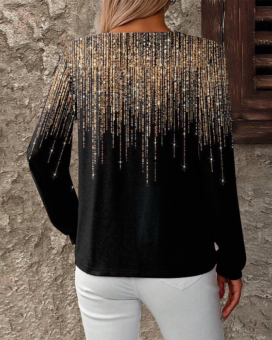 V-Neck Printed Slim-Fit Top