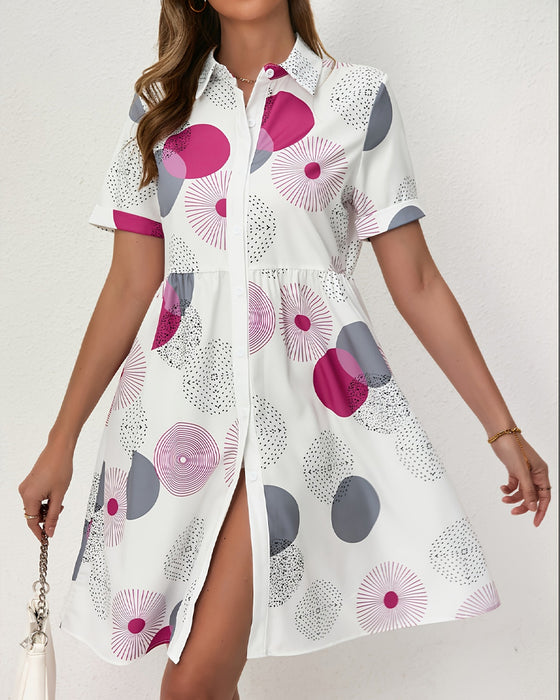 Polka Dot Print Shirt Dress