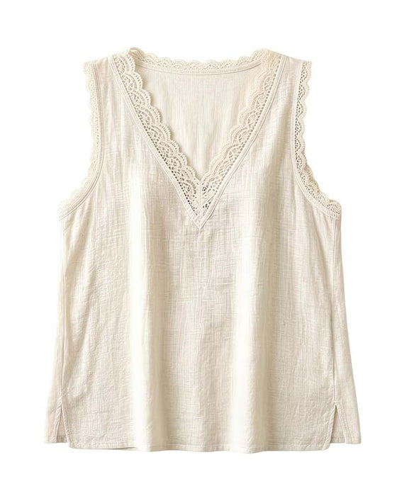 Solid V-Neck Sleeveless Tank Top