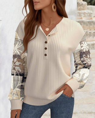 Casual Patchwork Floral Printed Sweatshirt