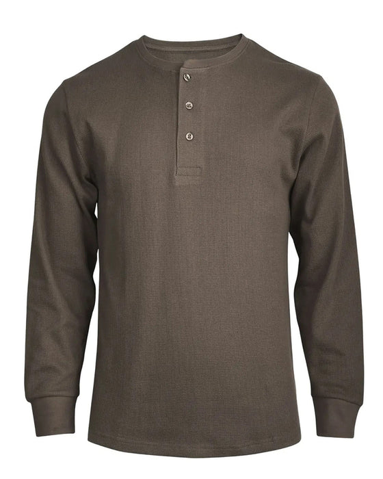Crew Neck Henley Long Sleeve Shirt