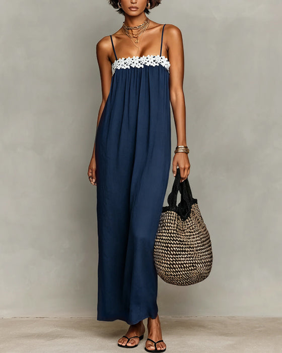 Contrast Color Straight Maxi Dress