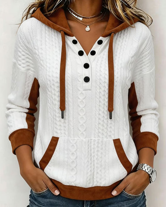 Long Sleeve Color-Block Hoodie